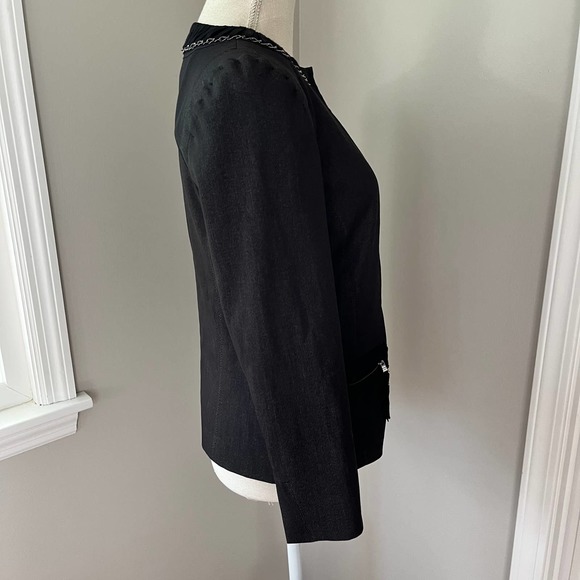 Tahari Embellished Collar Gray Blazer / Jacket - Picture 6 of 8